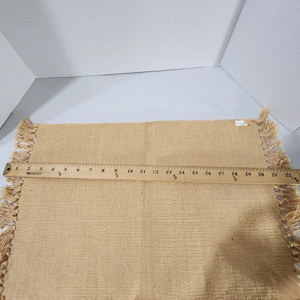 El Paso Saddleblanket Zia Sun Woven Cotton Place Mat Rug Southwest Tan 21x14